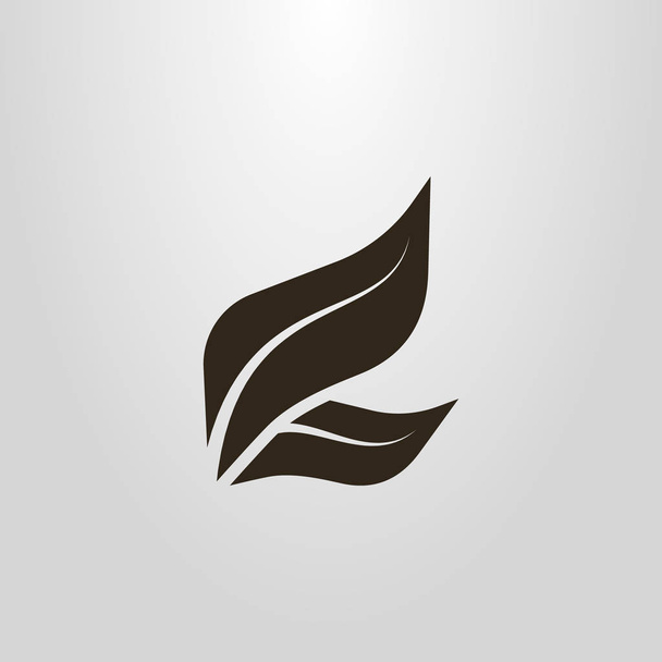 Symbole abstrait simple vecteur noir et blanc de deux feuilles de thé
  - Vecteur, image