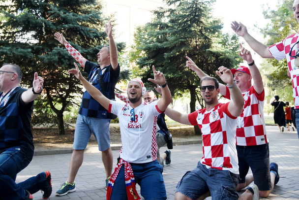 25 June 2018. Rostov-on-Don. Russia. Croatian football fans support the national team of Croatia at the World Cup. Before the game in Sochi. - Фото, зображення