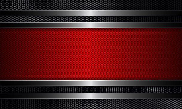 Geometric design with a metal grille and a textured red frame. - Vector, Image