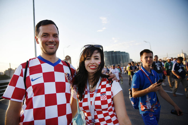25 June 2018. Rostov-on-Don. Russia. Croatian football fans support the national team of Croatia at the World Cup. Before the game in Sochi. - Valokuva, kuva