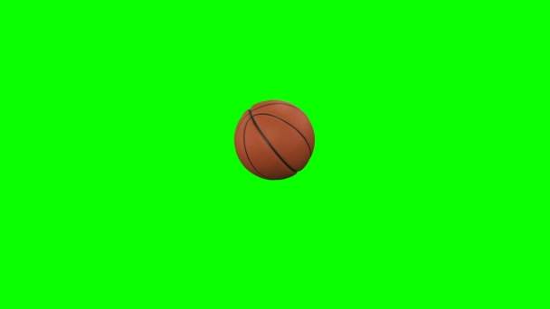 Conjunto de 2 Videos. Hermosa pelota de baloncesto golpea la cámara en cámara lenta en la pantalla verde. Baloncesto animaciones 3d de la bola voladora. 4k UHD 3840x2160
. - Metraje, vídeo