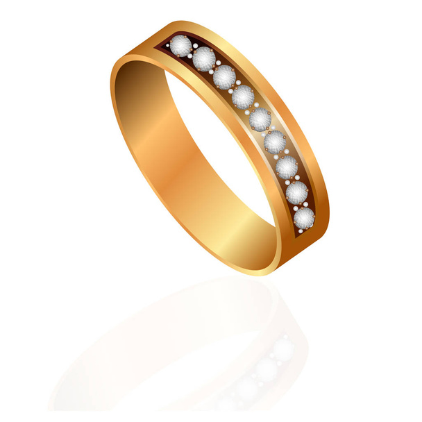 Zlaté snubní prsteny dvojice vektorové 3d realistické ikony nastavit - Vektor, obrázek