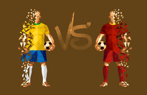 illustration vectorielle footballeur brésilien de style low-poly contre belgique
 - Vecteur, image