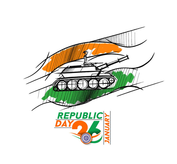 Cartel o pancarta de las fuerzas armadas indias, concepto del día de la República India con texto 26 de enero
. - Vector, Imagen