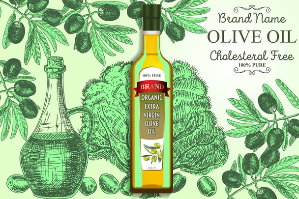 Olivenöl Werbung Vektor Poster, Banner Vorlage - Vektor, Bild