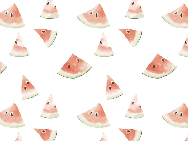 Illustration, picture of pieces and quarters of watermelon - pattern, background, fun, holiday, fresh - Vector, Image