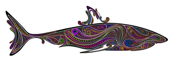 Silhouette sharks vector of colored patterns - Vektor, obrázek