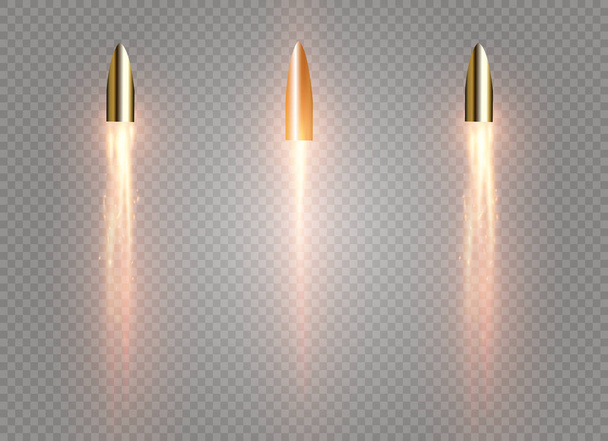 Una bala voladora con un rastro de fuego. Aislado sobre un fondo transparente. Ilustración vectorial
 - Vector, Imagen