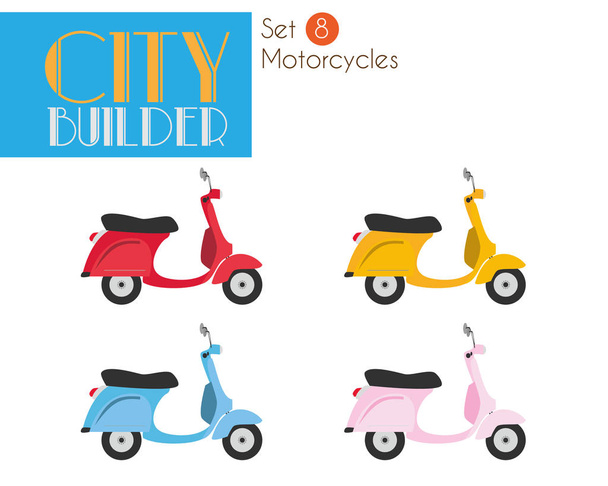 City Builder instellen 8: motorfietsen - Vector, afbeelding