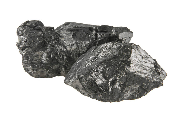 石炭は白い背景に隔離され - 写真・画像