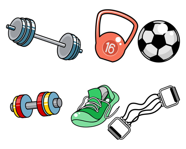 Vector illustration of sports equipment on white background - Vector, Image