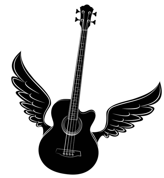 Variété de guitare Esquisse basse avec ailes
. - Vecteur, image