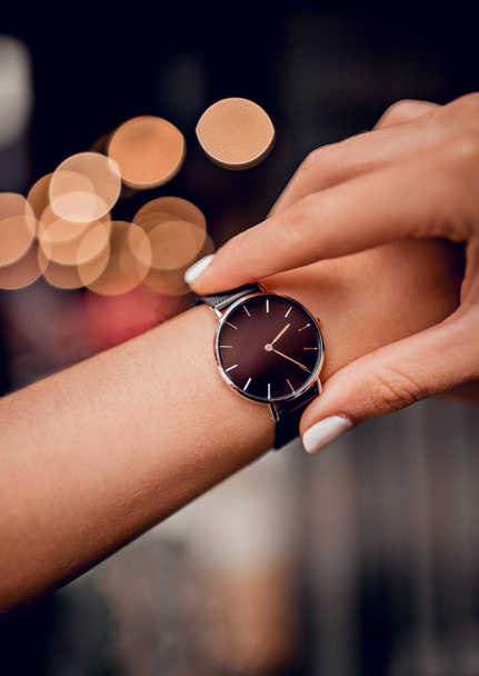 Stylish watch on woman hand - Zdjęcie, obraz