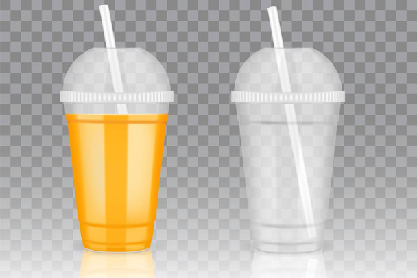 Vector transparent disposable plastic cup mockups - Vektor, Bild