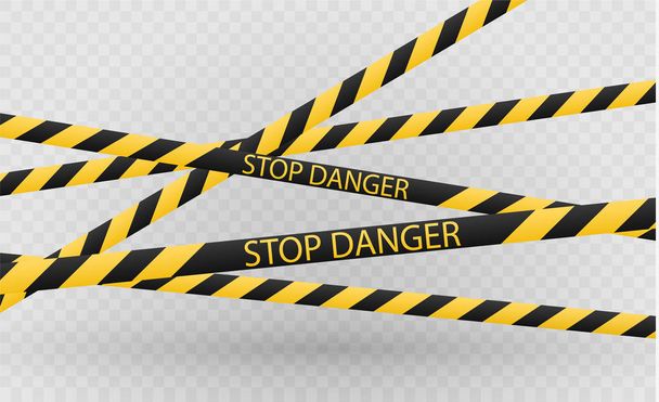 Isolated lines of insulation. Realistic warning tapes. Signs of danger. Vector illustration, isolated on a cellular background. Yellow color - Vector, Image