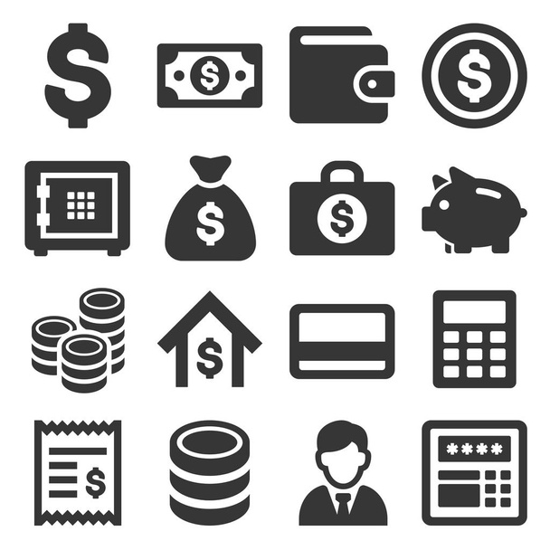 Money and Banking Icon Set. Vector - Vecteur, image