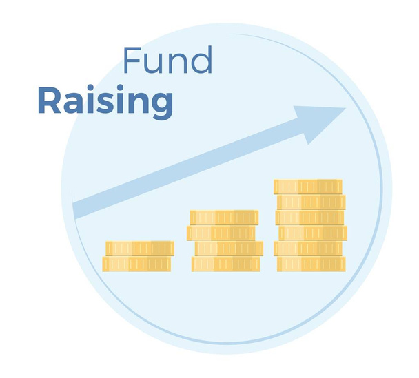 Fundraising vector flat illustration. Income growth chart, mutual fund, financial report graph. EPS 10 - Vektor, obrázek