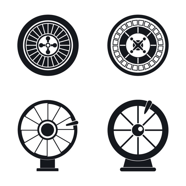 Roulette wheel fortune icons set, simple style - Vettoriali, immagini