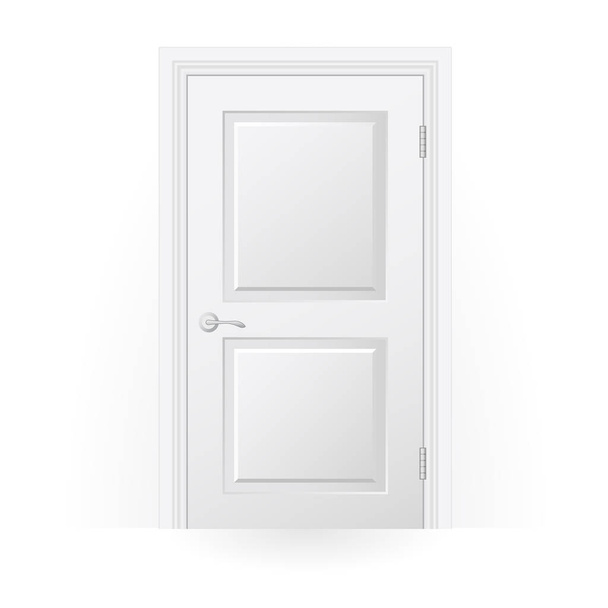 Значок закрытой двери - пустая белая дверь с панелями
 - Вектор,изображение