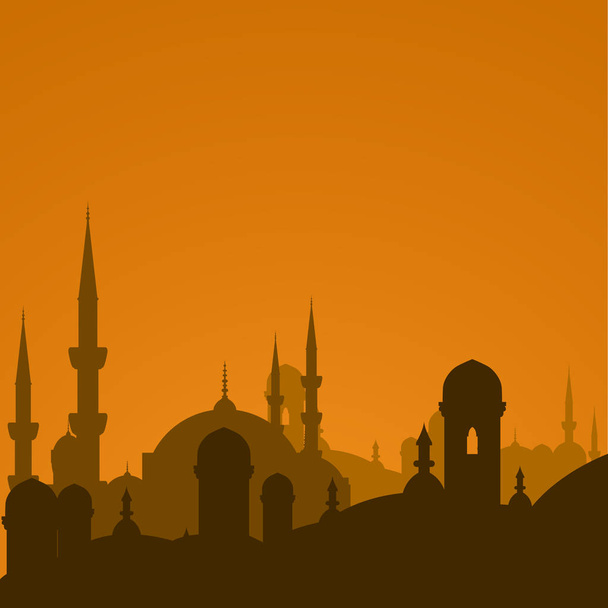 Paysage urbain arabe avec silhouette de mosquée - Istanbul paysage urbain
 - Vecteur, image