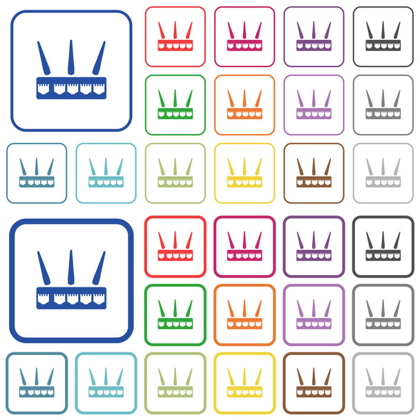 Iconos planos de color router inalámbrico en marcos cuadrados redondeados. Versiones finas y gruesas incluidas
. - Vector, Imagen