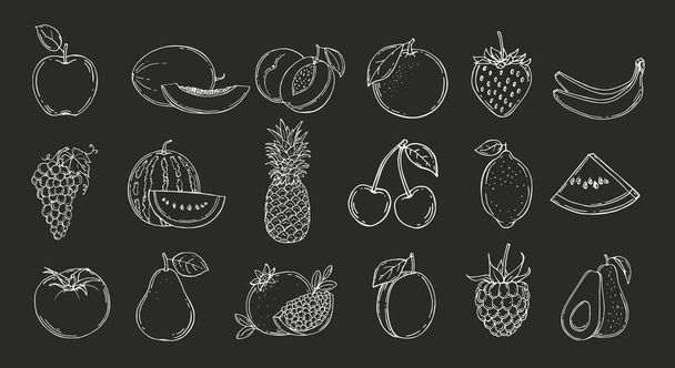 Conjunto de frutas. Ilustração vetorial. Desenhado à mão
 - Vetor, Imagem