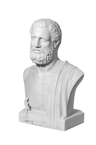 Estatua clásica de mármol de un hombre sobre un fondo blanco
 - Foto, imagen