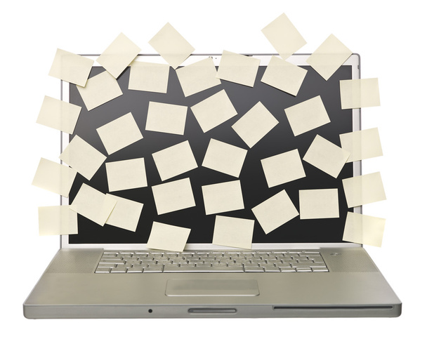 Laptop with with empty post-its - Photo, Image