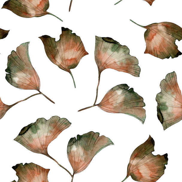 Ginkgo leaf. Leaf plant botanical garden floral foliage. Seamless background pattern. - Foto, imagen