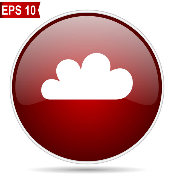 Cloud cherry red glossy round web vector icon. Editable simple circle modern design internet button on white background.  - Vektori, kuva