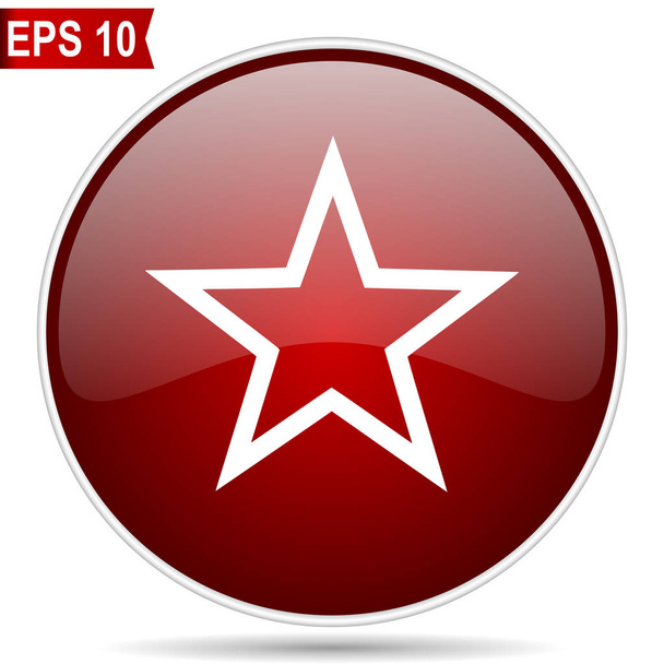 Star cherry red glossy round web vector icon. Editable simple circle modern design internet button on white background.  - Vektor, Bild