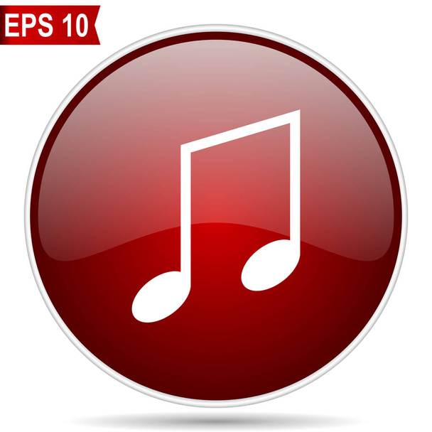 Music cherry red glossy round web vector icon. Editable simple circle modern design internet button on white background.  - Вектор, зображення
