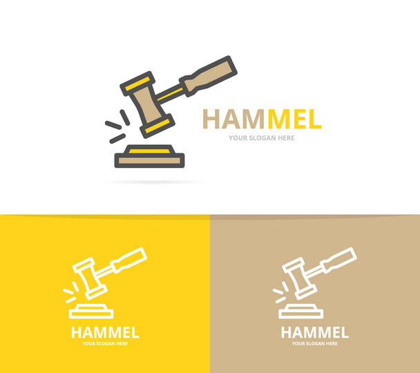 Simple judge or auction hammer logo design template. Symbol and sign vector illustration - Vector, Image