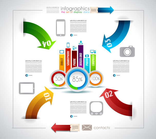 Infographic design template with paper tags - Vector, Image