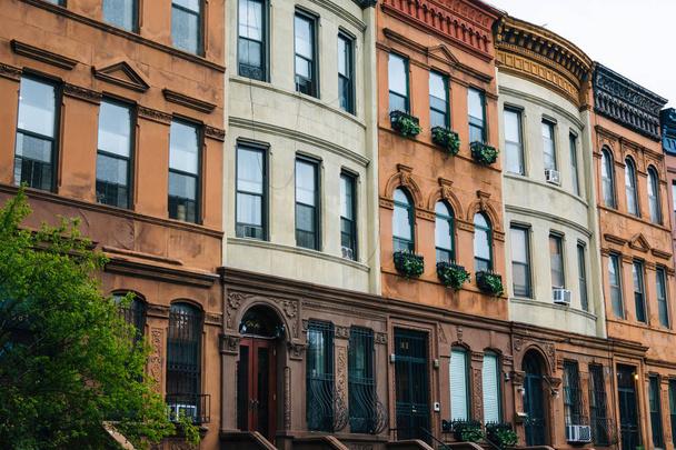 Colorful row houses in Harlem, Manhattan, New York City. - Fotó, kép