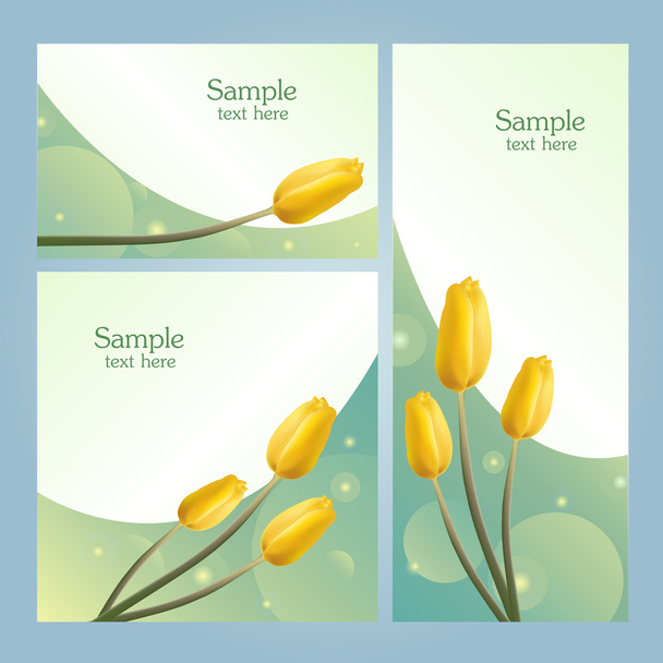 Joukko bannereita kevään kukkia - keltaisia tulppaaneja
 - Vektori, kuva