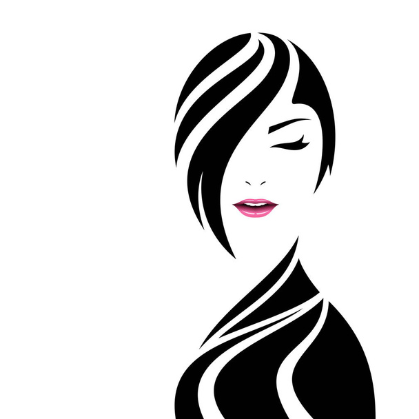 Pretty woman face in hairs silhouette. Beauty concept vector illustration. - Vector, Image