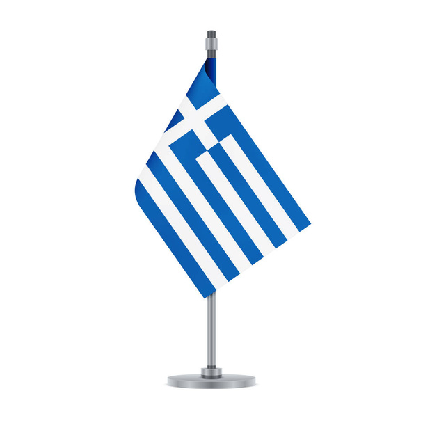 Bayrak tasarım. Yunan bayrağını metalik kutubun. Tasarımlarınız için izole şablonu. Vektör çizim. - Vektör, Görsel