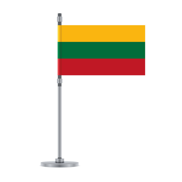 Bayrak tasarım. Litvanya bayrağı metalik kutup. Tasarımlarınız için izole şablonu. Vektör çizim. - Vektör, Görsel