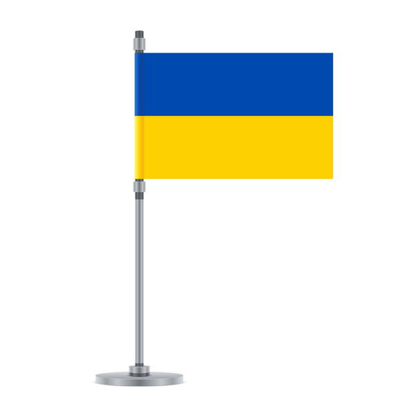 Flag design. Ukrainian flag on the metallic pole. Isolated template for your designs. Vector illustration. - Vector, Image