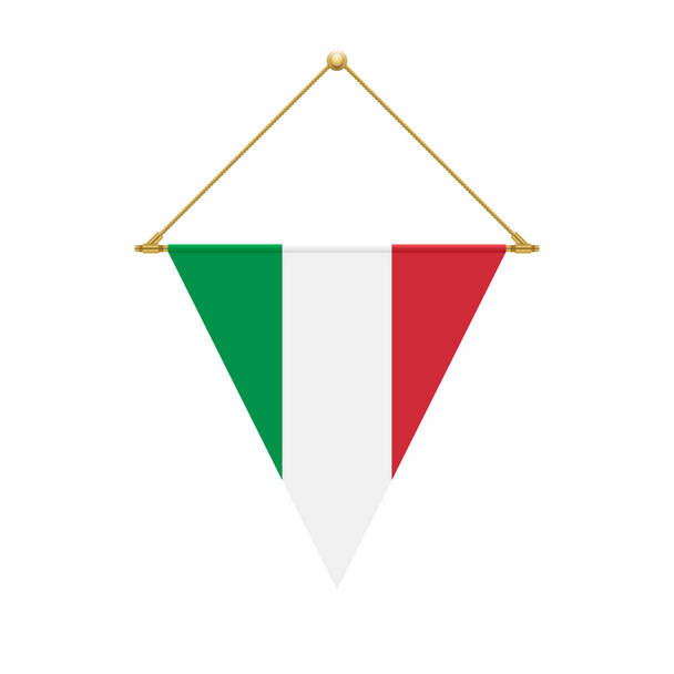 Flaggendesign. italienische Dreiecksfahne hängt. isolierte Vorlage für Ihre Entwürfe. Vektorillustration. - Vektor, Bild