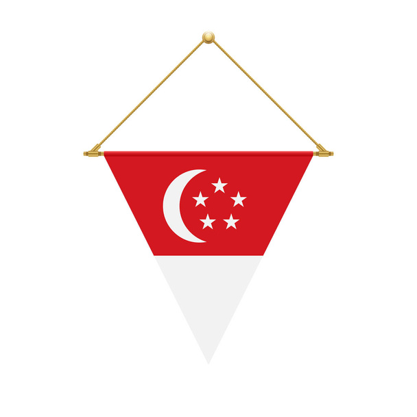Bayrak tasarım. Singapurlu üçgen bayrağını. Tasarımlarınız için izole şablonu. Vektör çizim. - Vektör, Görsel