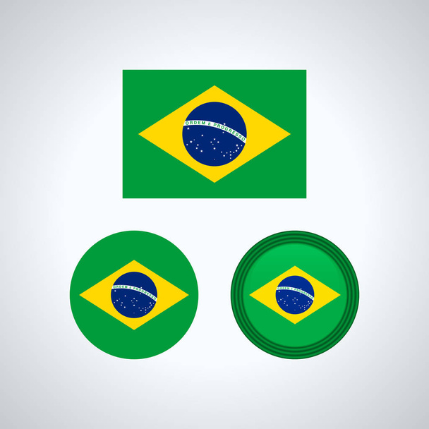 Σημαία του σχεδιασμού. Σετ βραζιλιάνικη σημαία. Απομονωμένη πρότυπο για τα σχέδιά σας. Εικονογράφηση διάνυσμα. - Διάνυσμα, εικόνα