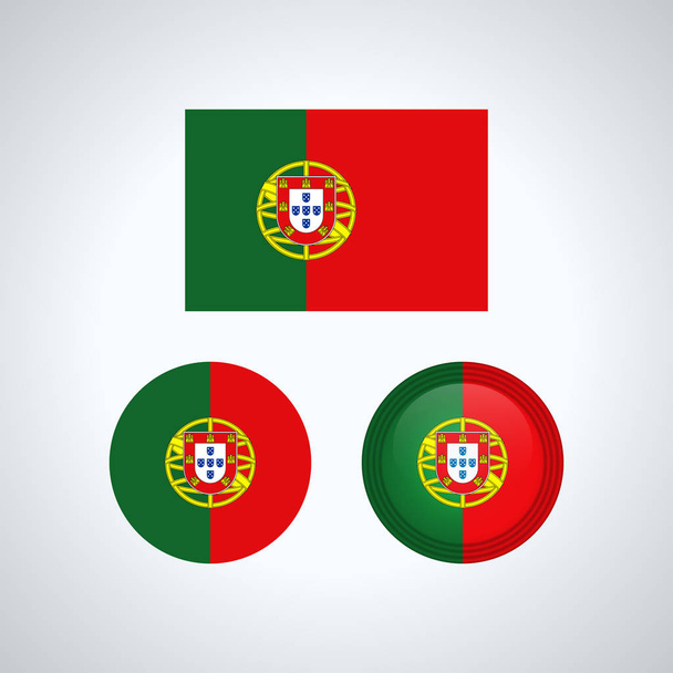 Vlag ontwerpen. Portugese vlag set. Geïsoleerde sjabloon voor uw ontwerpen. Vectorillustratie. - Vector, afbeelding