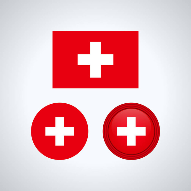 Návrh vlajky. Švýcarský příznak nastaven. Izolované šablona pro své návrhy. Vektorové ilustrace. - Vektor, obrázek