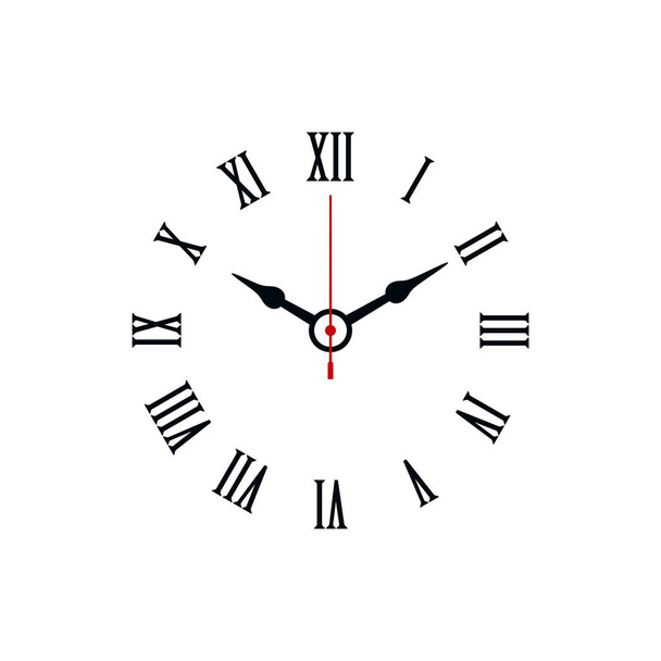 Römische Ziffern geformt minimale Uhr Symbol auf weißem Hintergrund. - Vektor, Bild