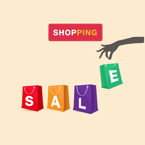 Shopping Hand Hold Shopping Sale Bag Background Vector Image - Διάνυσμα, εικόνα