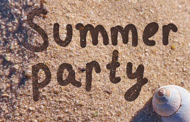 Summer party invitation hand drawn on a sand - Zdjęcie, obraz