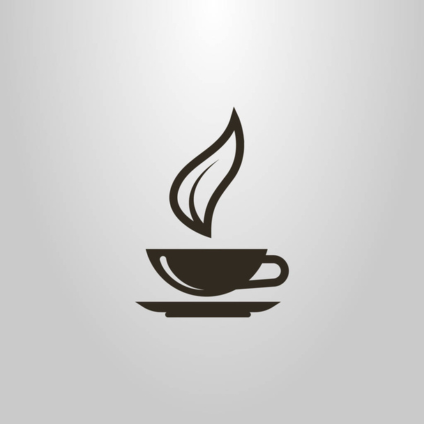 czarno-białe proste wektor symbol kubek herbaty z liści herbaty - Wektor, obraz