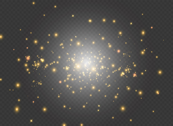 Etincelles blanches et étoiles dorées scintillent effet de lumière spécial. Vector scintille sur fond transparent. Résumé de Noël
 - Vecteur, image